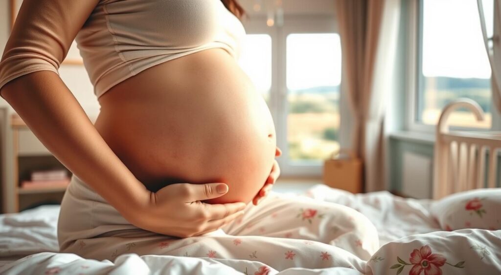 Porque o bebê fica mais do lado direito da barriga