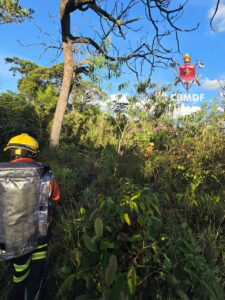 Bombeiros resgatam homem após acidente em área rural de Brazlândia